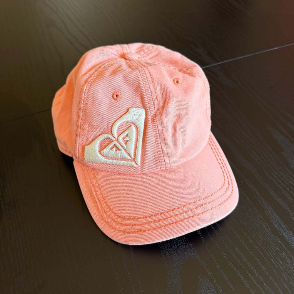 Roxy Peach Pink Baseball Cap Hat with Embroidered Heart Logo